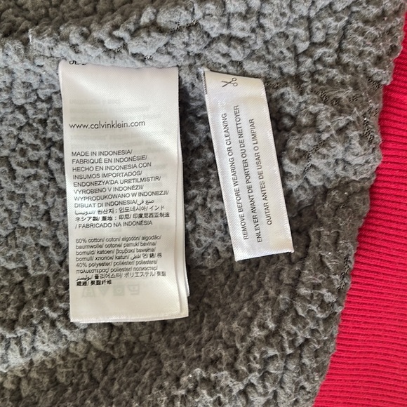 Calvin Klein Jacket Full Zip Men's XL Red Solid Winter Wear Long Sleeves fleece - Picture 7 of 11